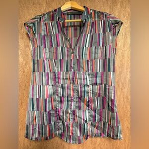 The Limited- Outback Red collection multi-color sheer blouse